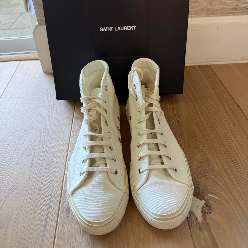 Saint Laurent Malibu White High-Top Canvas Sneakers